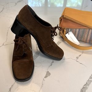 Nine West Vintage Suede Leather Lace Up Square Toe Loafer Bootie